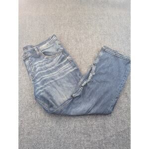 BKE Seth Jeans Mens 42x32 Blue Distressed Straight Leg Denim Classic Fit
